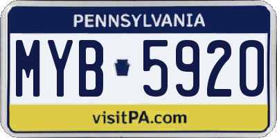 PA license plate MYB5920