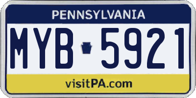 PA license plate MYB5921
