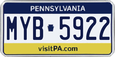 PA license plate MYB5922