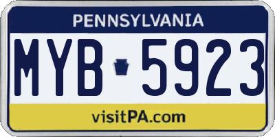 PA license plate MYB5923