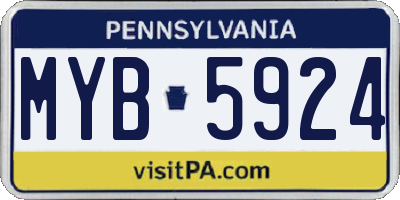 PA license plate MYB5924