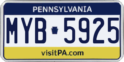 PA license plate MYB5925