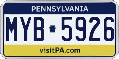 PA license plate MYB5926