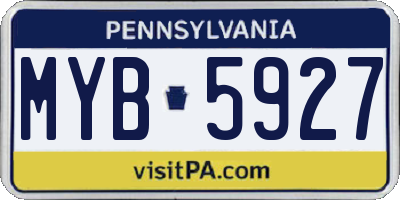 PA license plate MYB5927