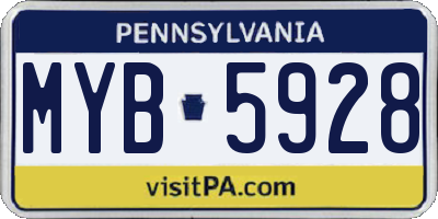 PA license plate MYB5928