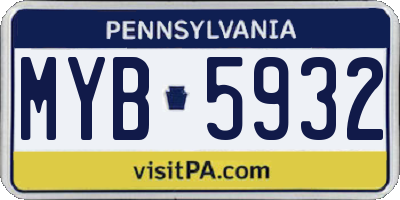 PA license plate MYB5932