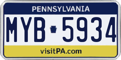 PA license plate MYB5934