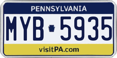 PA license plate MYB5935
