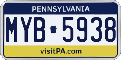 PA license plate MYB5938