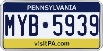 PA license plate MYB5939