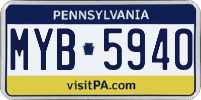 PA license plate MYB5940