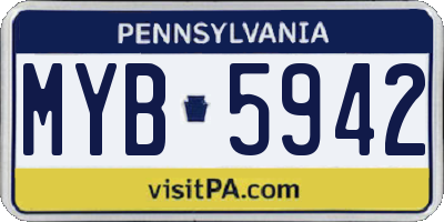 PA license plate MYB5942