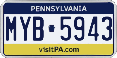 PA license plate MYB5943