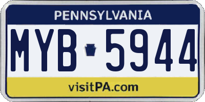 PA license plate MYB5944