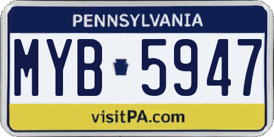 PA license plate MYB5947