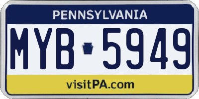 PA license plate MYB5949