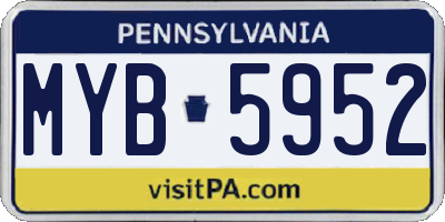 PA license plate MYB5952
