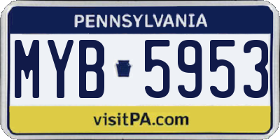 PA license plate MYB5953