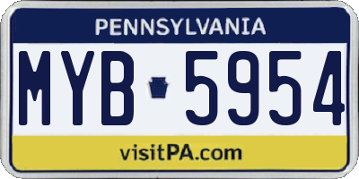 PA license plate MYB5954