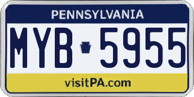 PA license plate MYB5955