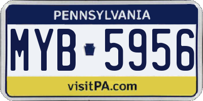 PA license plate MYB5956