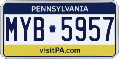 PA license plate MYB5957