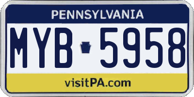 PA license plate MYB5958