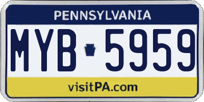 PA license plate MYB5959