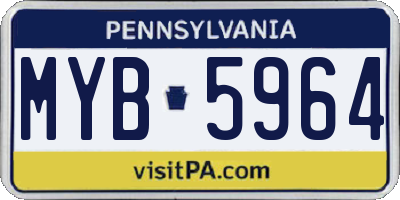 PA license plate MYB5964