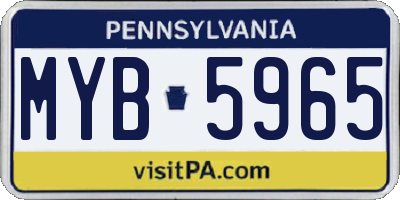 PA license plate MYB5965