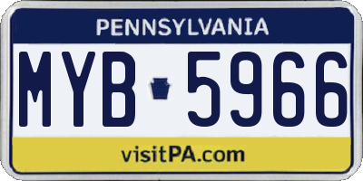 PA license plate MYB5966