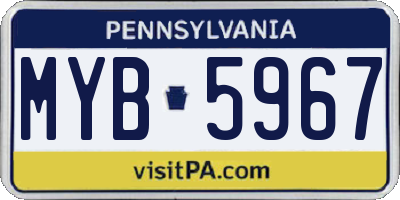 PA license plate MYB5967