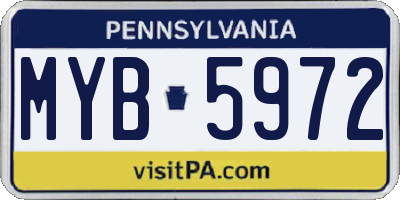 PA license plate MYB5972