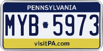 PA license plate MYB5973