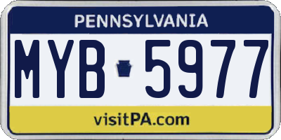 PA license plate MYB5977