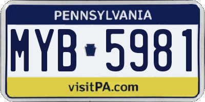 PA license plate MYB5981