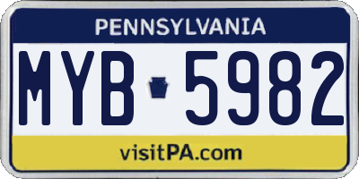 PA license plate MYB5982