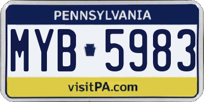 PA license plate MYB5983