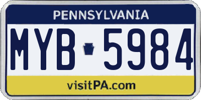 PA license plate MYB5984