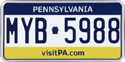 PA license plate MYB5988
