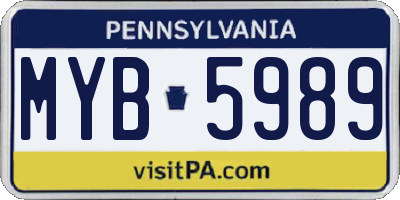 PA license plate MYB5989