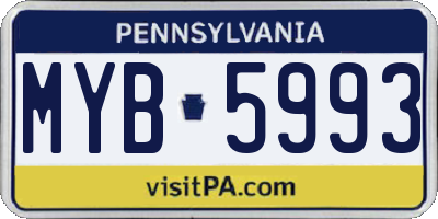 PA license plate MYB5993