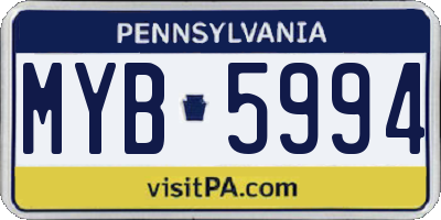 PA license plate MYB5994