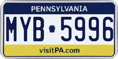 PA license plate MYB5996