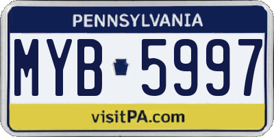 PA license plate MYB5997
