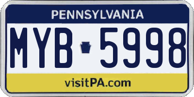 PA license plate MYB5998