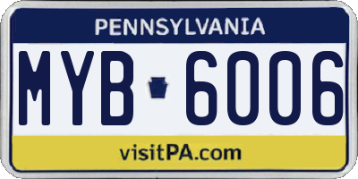 PA license plate MYB6006