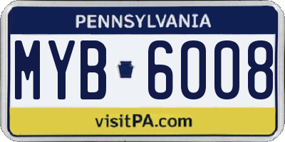 PA license plate MYB6008
