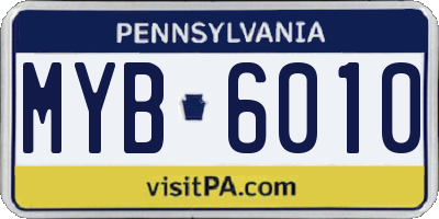 PA license plate MYB6010