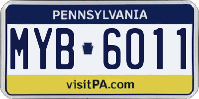 PA license plate MYB6011